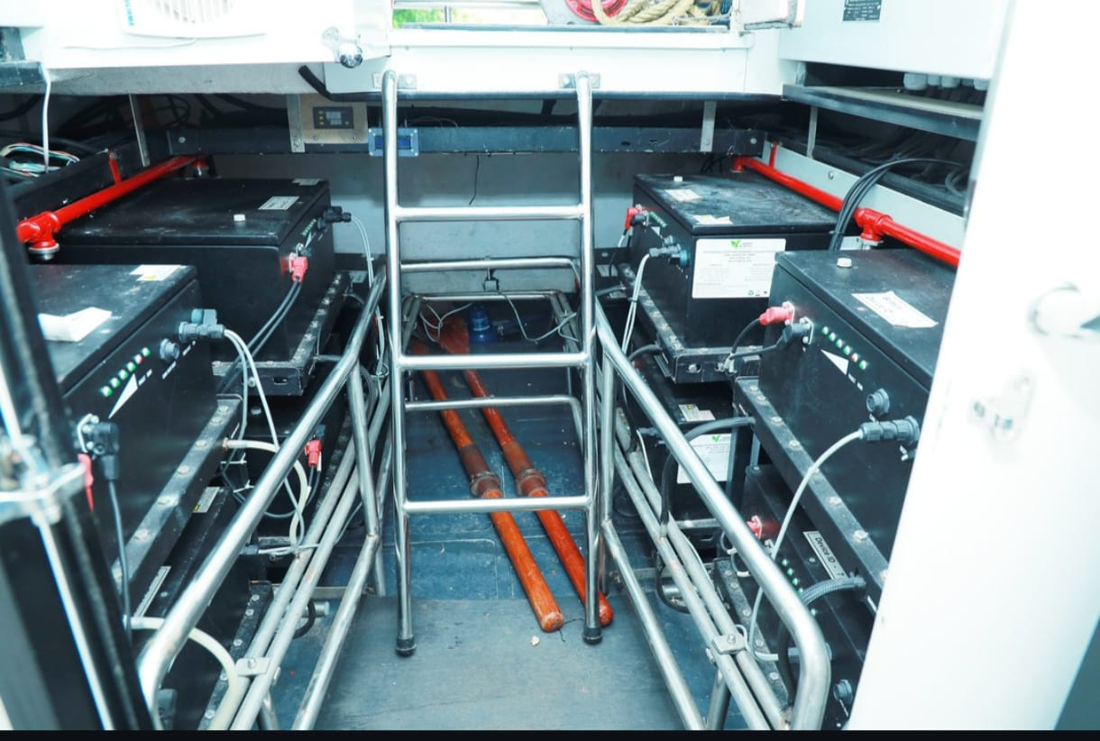 Marine battery system installed onboard during an electric conversion