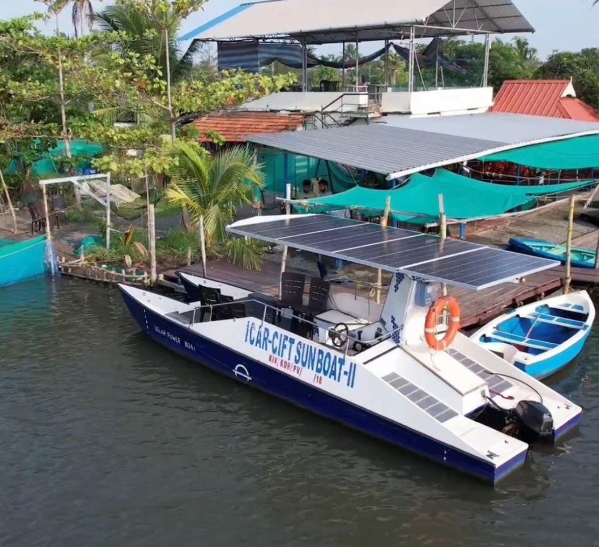 Sunboat II solar-electric vessel on the water
